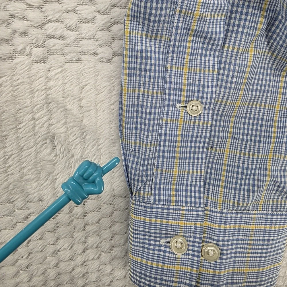 Polo Ralph Lauren Yarmouth Dress Shirt Mens L 16 32/33 Blue Plaid Oxford Pony